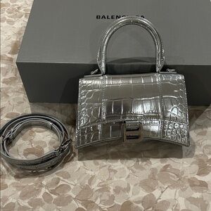 Balenciaga Hourglass Croc Embossed Leather